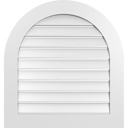 Ekena Millwork Round Top Surface Mount PVC Gable Vent: Functional, w/ 3-1/2"W x 1"P Standard Frame, 30"W x 32"H GVPRT30X3201SF